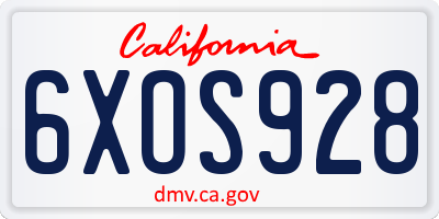 CA license plate 6XOS928
