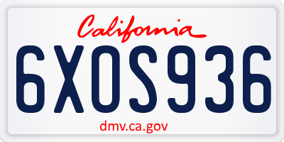 CA license plate 6XOS936