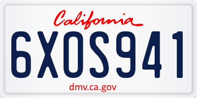 CA license plate 6XOS941