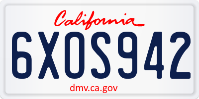 CA license plate 6XOS942