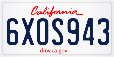 CA license plate 6XOS943
