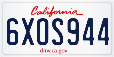 CA license plate 6XOS944