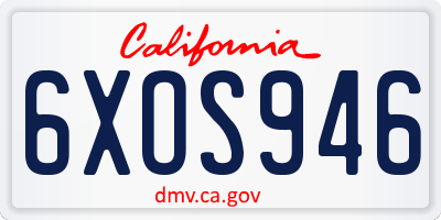 CA license plate 6XOS946