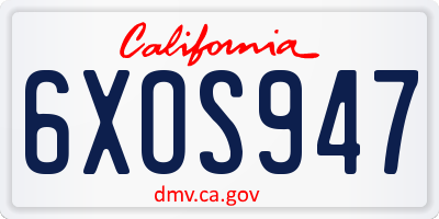 CA license plate 6XOS947