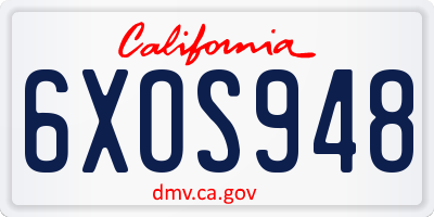 CA license plate 6XOS948