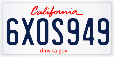 CA license plate 6XOS949