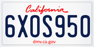 CA license plate 6XOS950