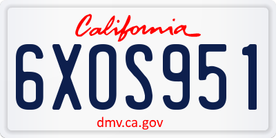CA license plate 6XOS951