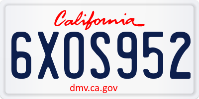 CA license plate 6XOS952