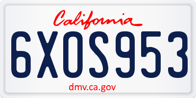 CA license plate 6XOS953