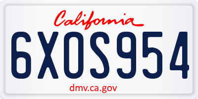 CA license plate 6XOS954