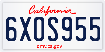 CA license plate 6XOS955