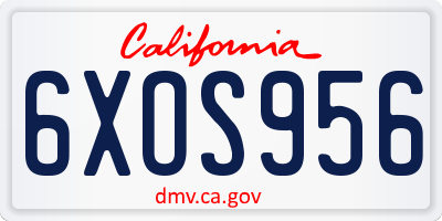 CA license plate 6XOS956