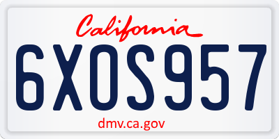 CA license plate 6XOS957