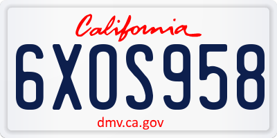 CA license plate 6XOS958