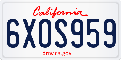 CA license plate 6XOS959