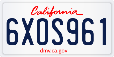 CA license plate 6XOS961