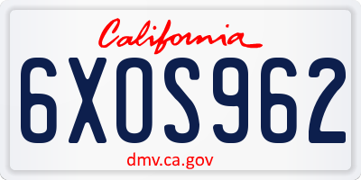 CA license plate 6XOS962