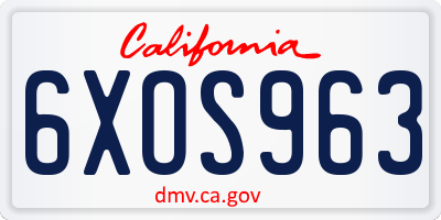 CA license plate 6XOS963