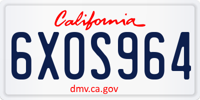 CA license plate 6XOS964