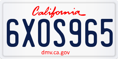 CA license plate 6XOS965