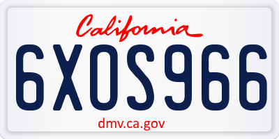 CA license plate 6XOS966