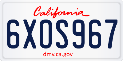 CA license plate 6XOS967