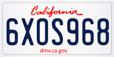 CA license plate 6XOS968