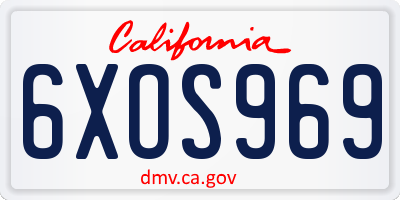 CA license plate 6XOS969