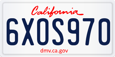 CA license plate 6XOS970