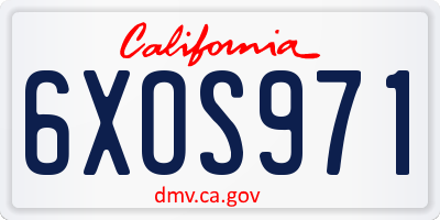 CA license plate 6XOS971