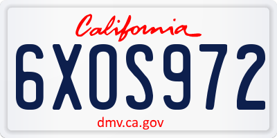 CA license plate 6XOS972