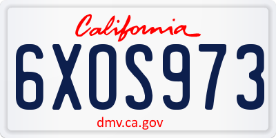 CA license plate 6XOS973