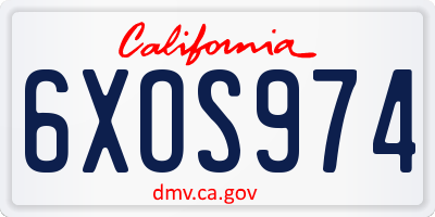 CA license plate 6XOS974