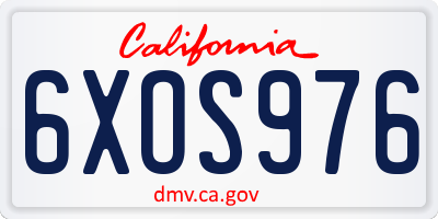 CA license plate 6XOS976