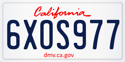 CA license plate 6XOS977
