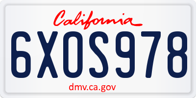 CA license plate 6XOS978