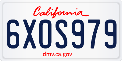 CA license plate 6XOS979