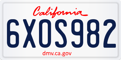CA license plate 6XOS982