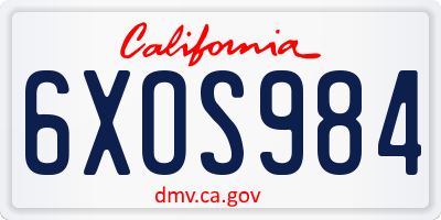 CA license plate 6XOS984