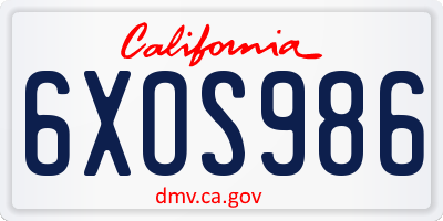 CA license plate 6XOS986