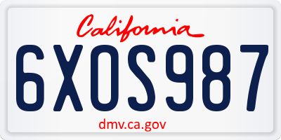 CA license plate 6XOS987