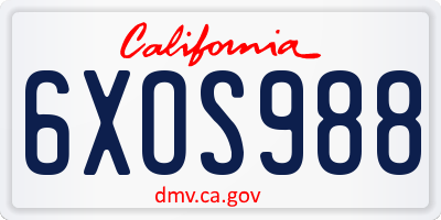 CA license plate 6XOS988