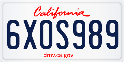 CA license plate 6XOS989