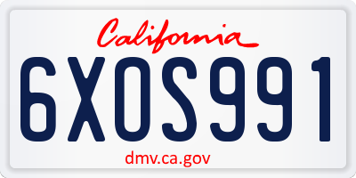 CA license plate 6XOS991