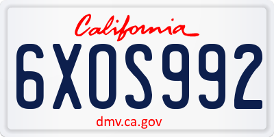 CA license plate 6XOS992