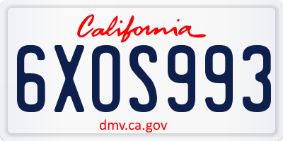 CA license plate 6XOS993