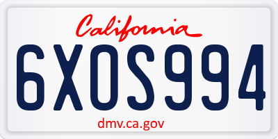 CA license plate 6XOS994