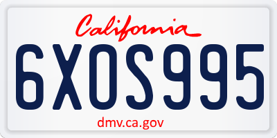 CA license plate 6XOS995