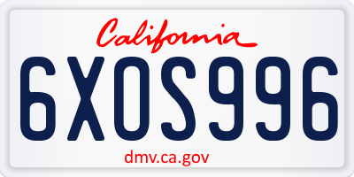 CA license plate 6XOS996